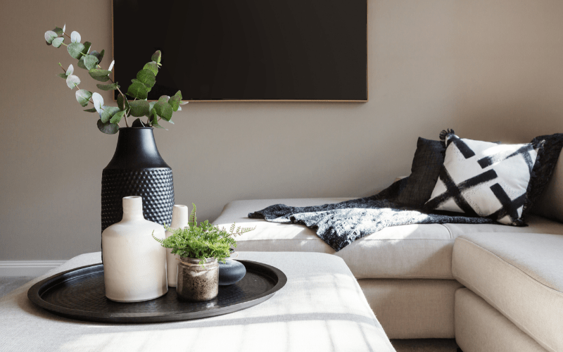 black accents in living room decor