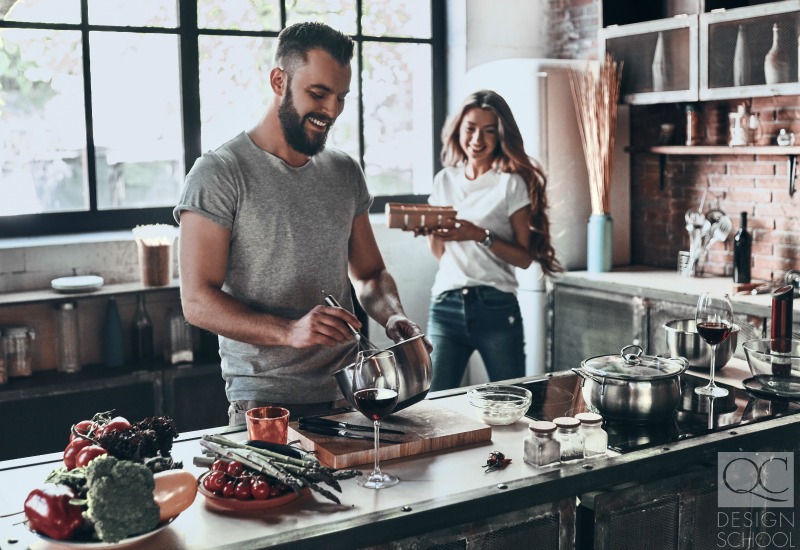 couple cooking in kitchen