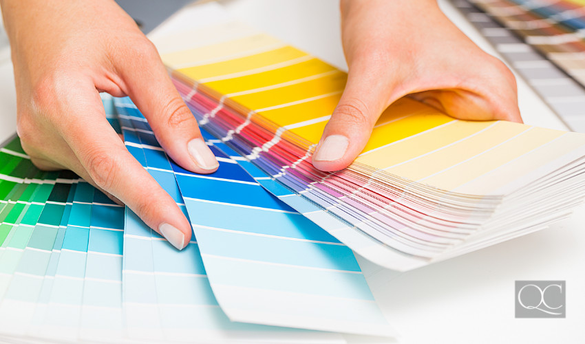 Color swatches in hands of professional color consultant