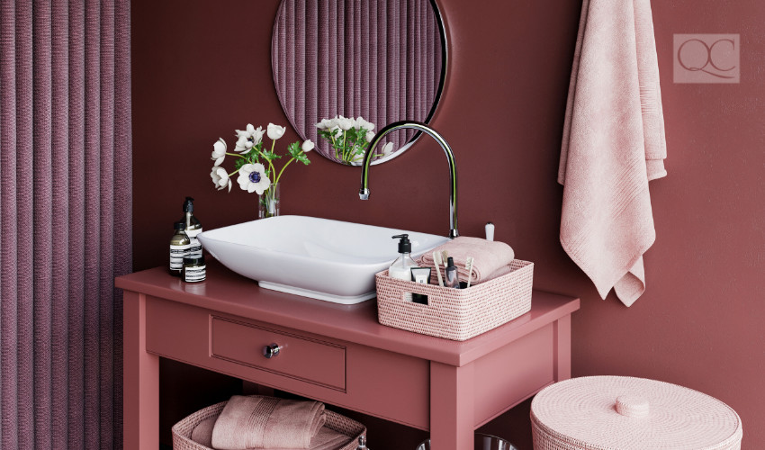 pink vanity in the bathroom