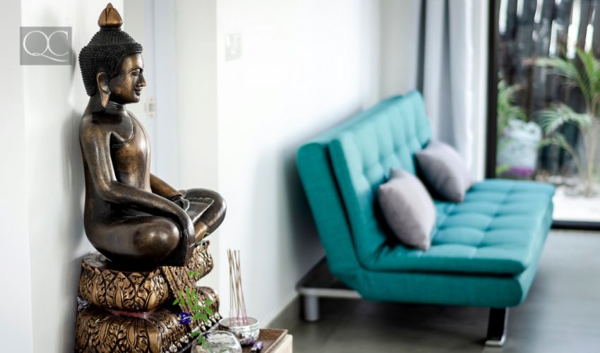 Chinese statue in living room