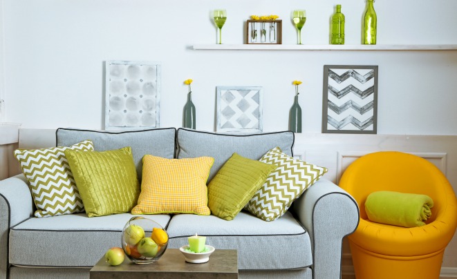 Colorful accessories in living room