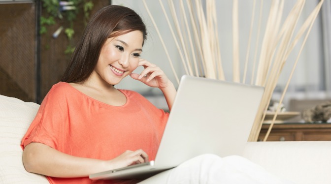 Woman working on her computer