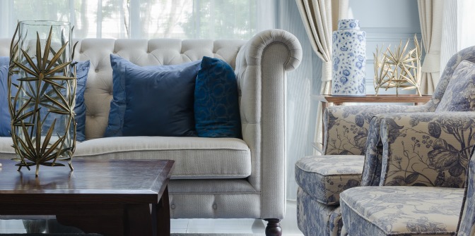 Room with mixed patterns and textures in its decor