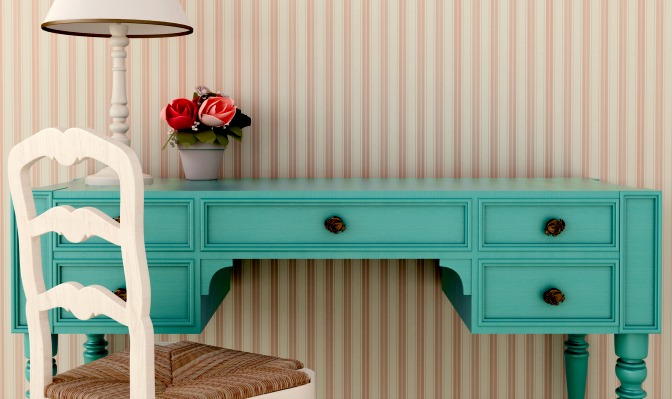 Classic antique desk in modern colors