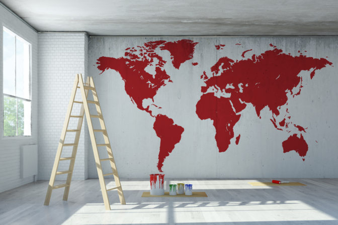 painted world map decal