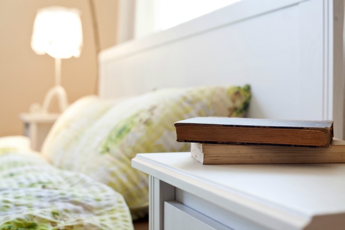 Home Storage Spaces Bedside Table with books