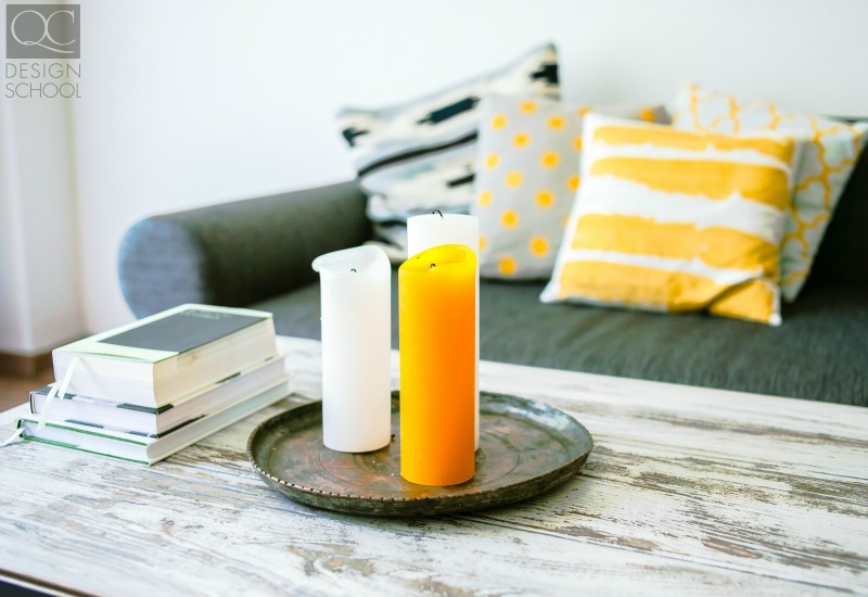 decorated coffee table with candles