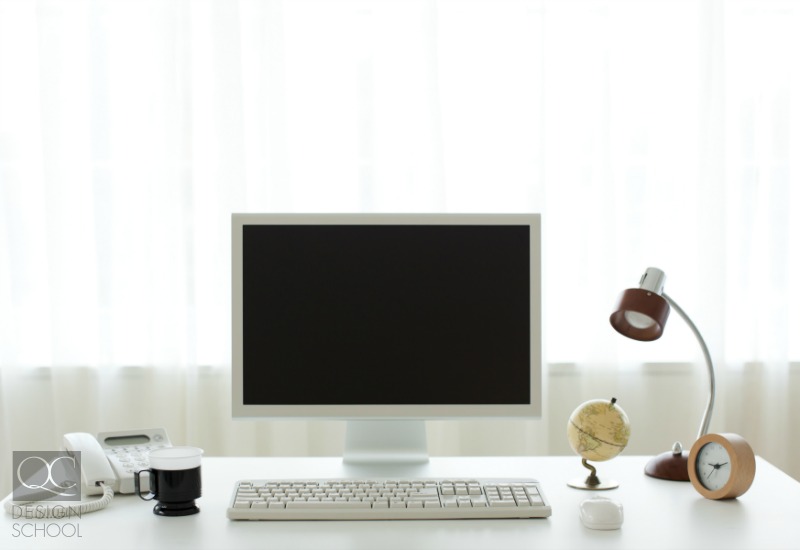 desk with computer