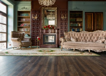 maximal design living room with chandelier and ornate decor