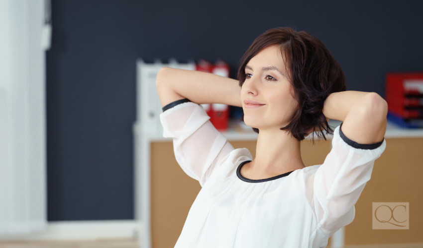 professional woman reflecting to herself about her career