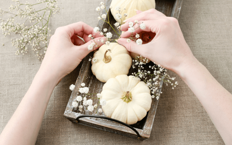 white pumpkin decor assembly exterior decorating trend