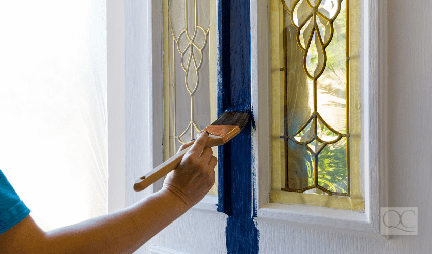 painting front door of house blue