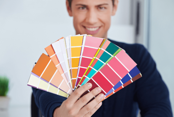 professional color consultant holding up swatches