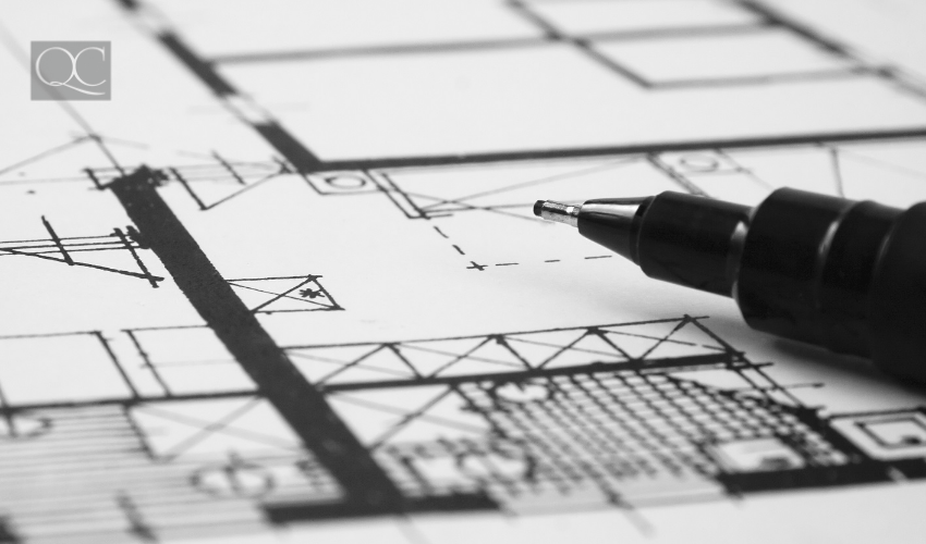 closeup of precision pen and floorplan