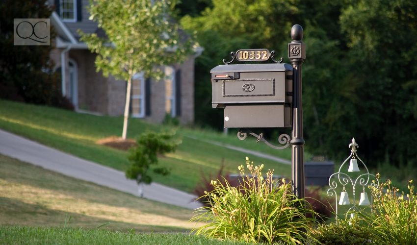 Up close shot of house's mailbox and house number