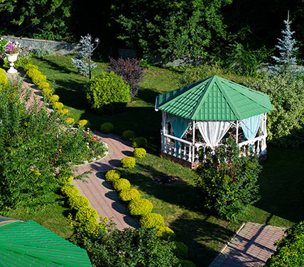 Gazebo in botanical garden with pathway