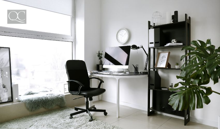 Interior of room with comfortable designer workplace